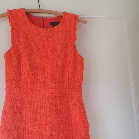 J. Crew Orange Sheath Tweed Dress with Pockets - Picture 6 of 12